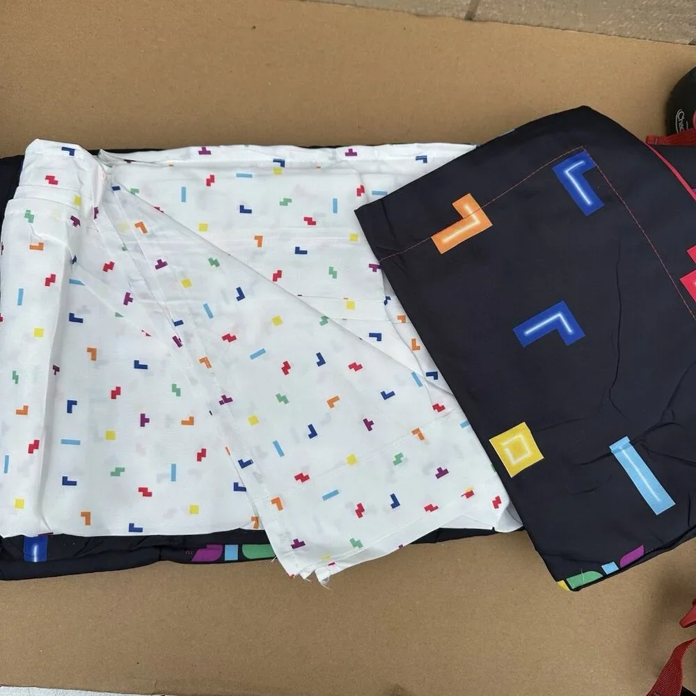 New Tetris Classic 5 Piece Twin Bed In Bag Set Comforter Black Multicolor Gaming